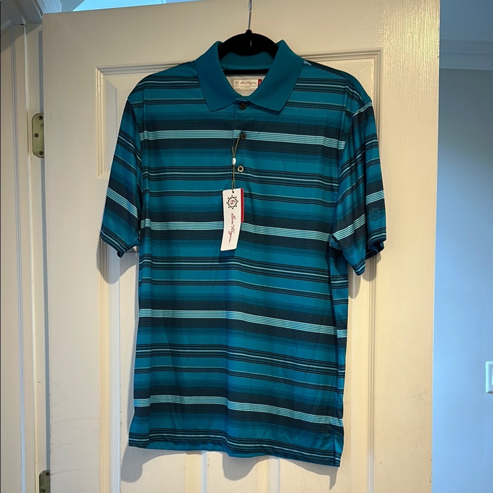 BNWT Ben Hogan Men's Blue/green Striped Polo Shirt size medium